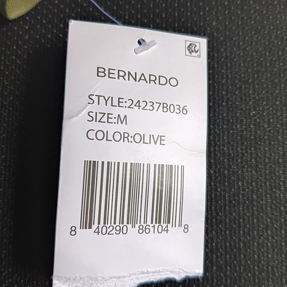 Bernardo Long Hooded Raincoat Olive Green Womens M Minimalist - Picture 8 of 12